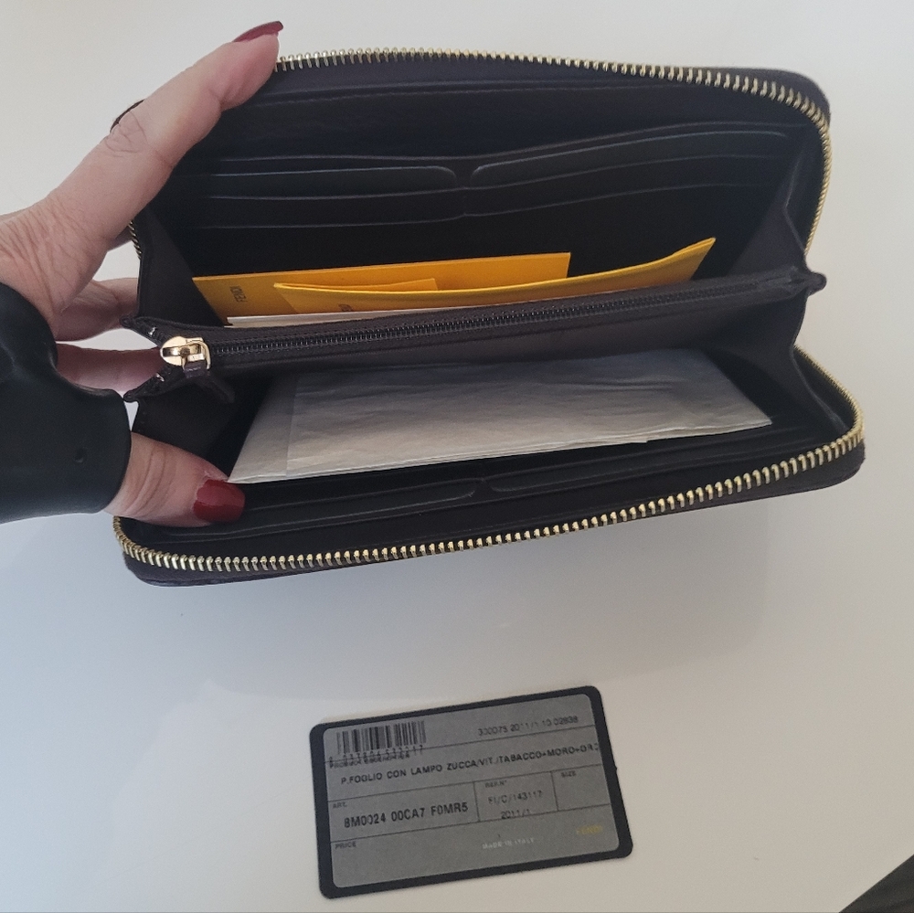 FENDI Tobacco Zucca Canvas Zip Around Wallet - Picture 4 of 15